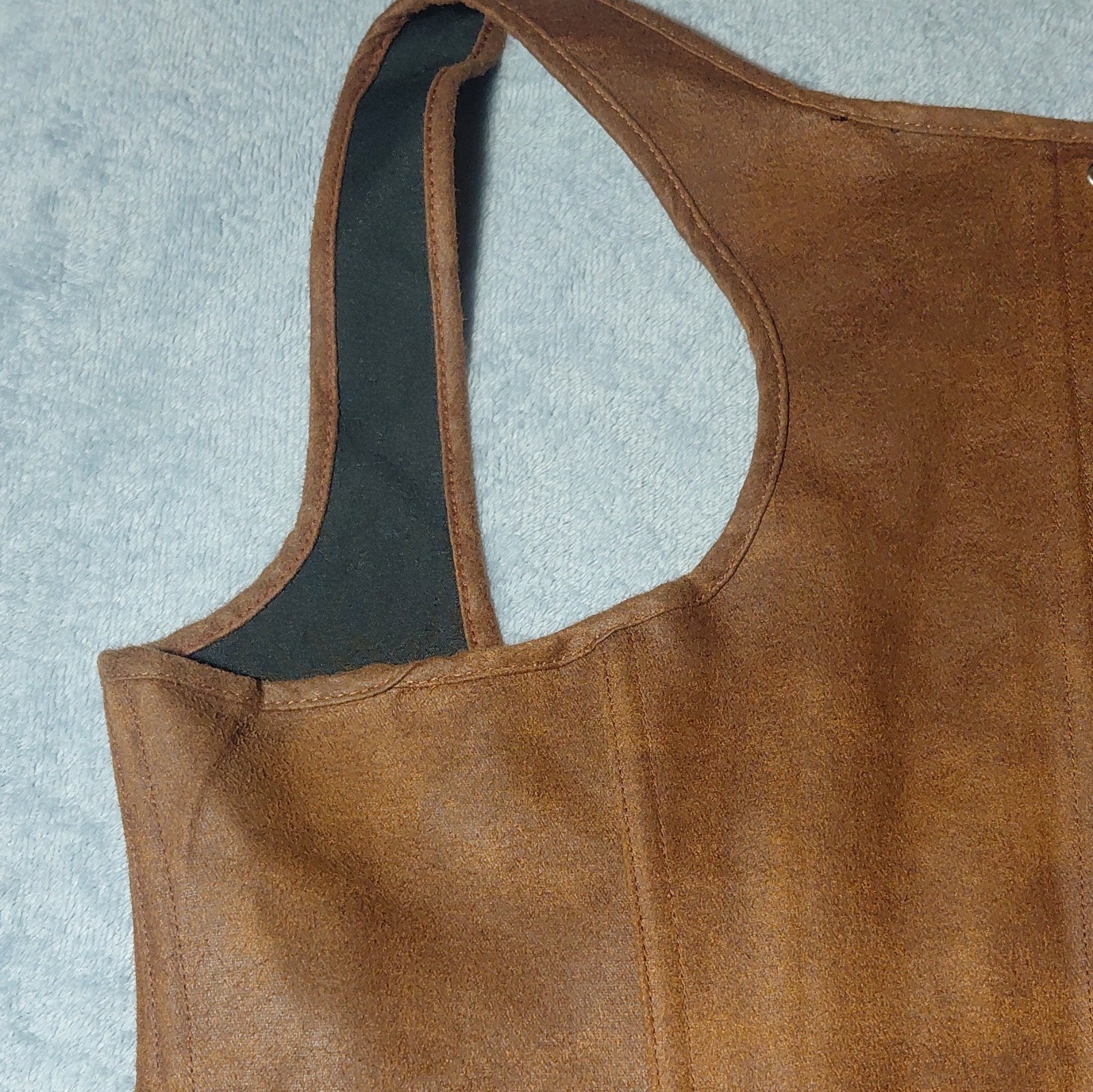 Alivila.Y Brown Corset Top 5XL Hook & Eye Front Lace-Up Back Solid