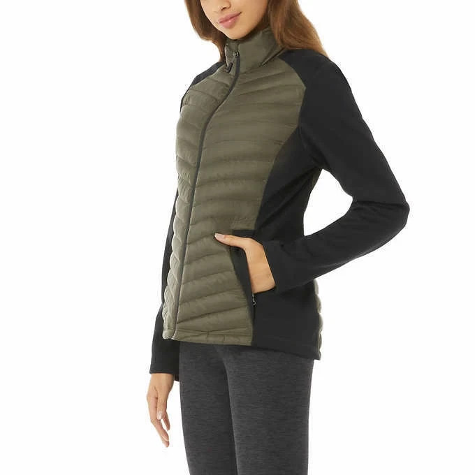 NWT 32 Degrees Heat Women Mixed Media Softshell Jacket Forestwood Green Color