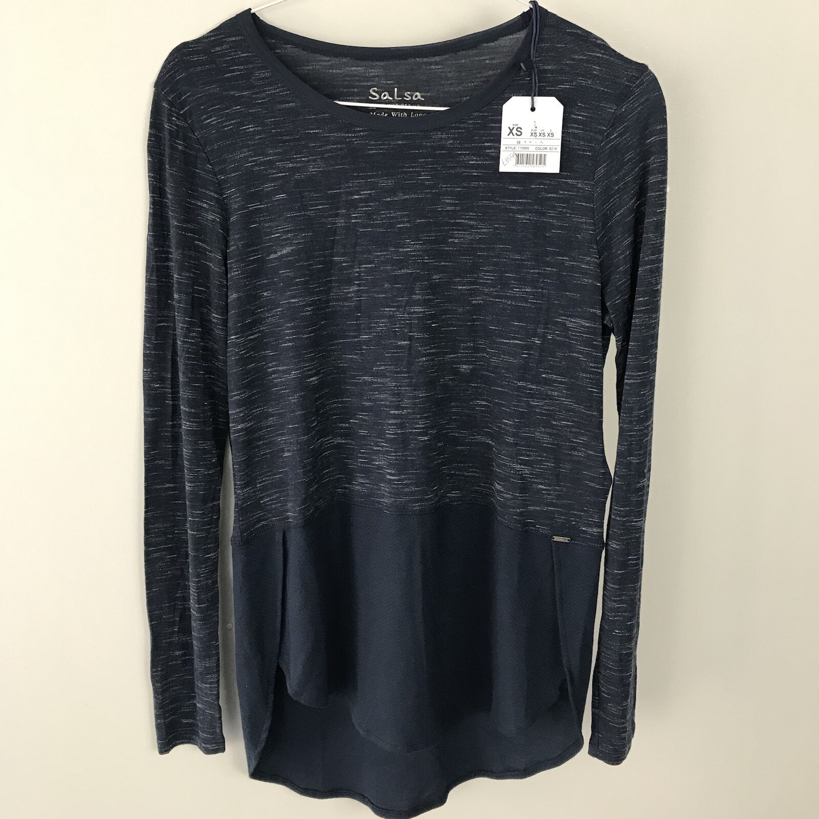 SALSA T SHIRT EXTRA SMALL NAVY BLUE NEW Long Sleeve Mid Length XS BNWT £35.99