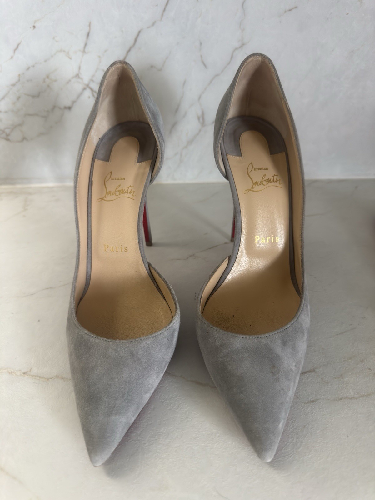 Christian Louboutin Women’s Grey Suede Heels Size 40 US 10