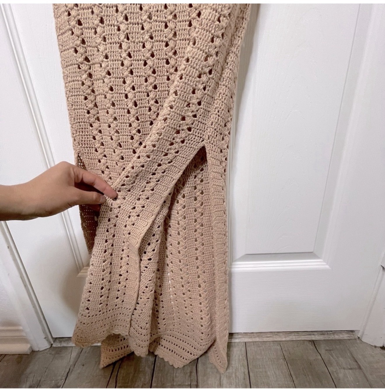 Spell & The Gypsy Collective Beige Crochet Halter Maxi Dress Tassel Open Back M