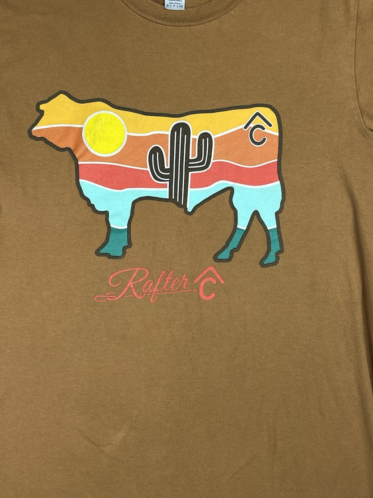 American Apparel Southwest Desert Print Khaki Crew Neck Short Sleeve Tee Small