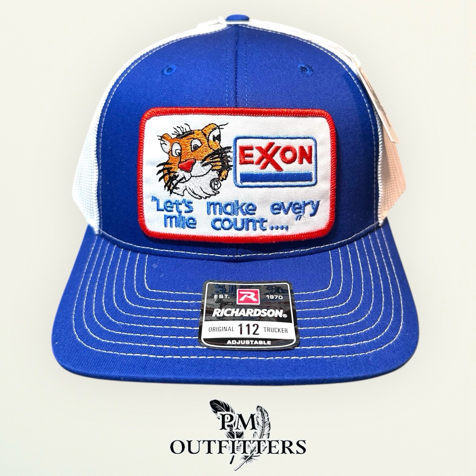 Exxon Tiger Let’s Make Every Mile Count Patch Hat Richardson 112 Royal White