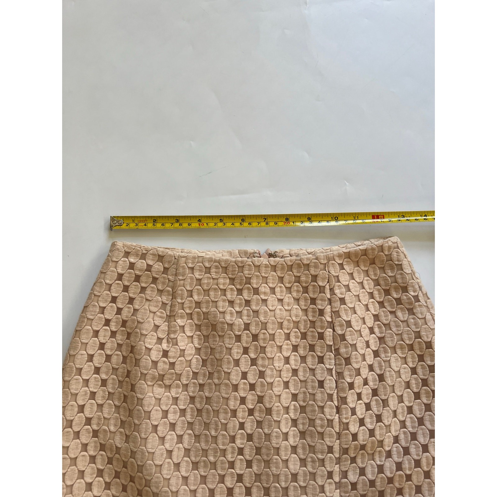 Intermix Nude Pink Beige Sheer Lined Slit Pencil Skirt Womens P Petite Cotton