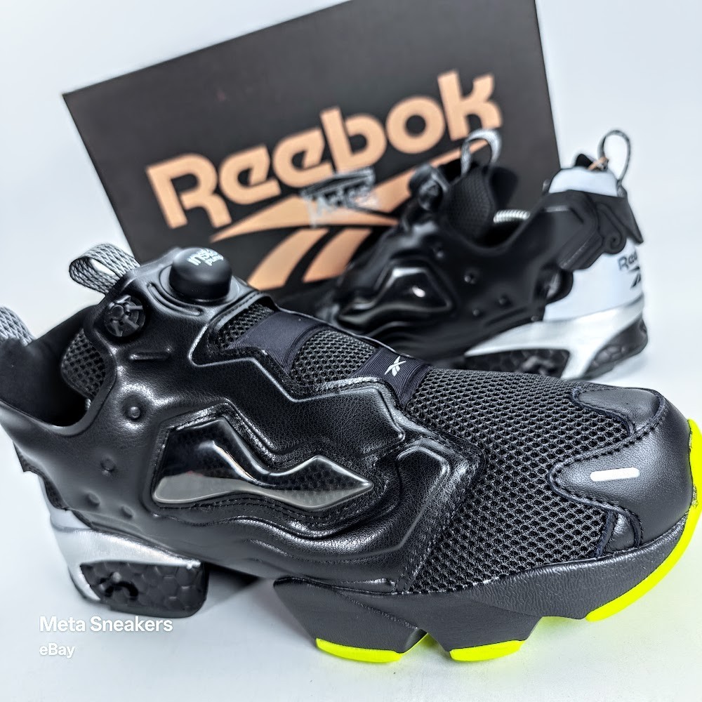 Reebok Aries InstaPump US 12 Men’s Black Silver Yellow Retro Fury 100208650 New