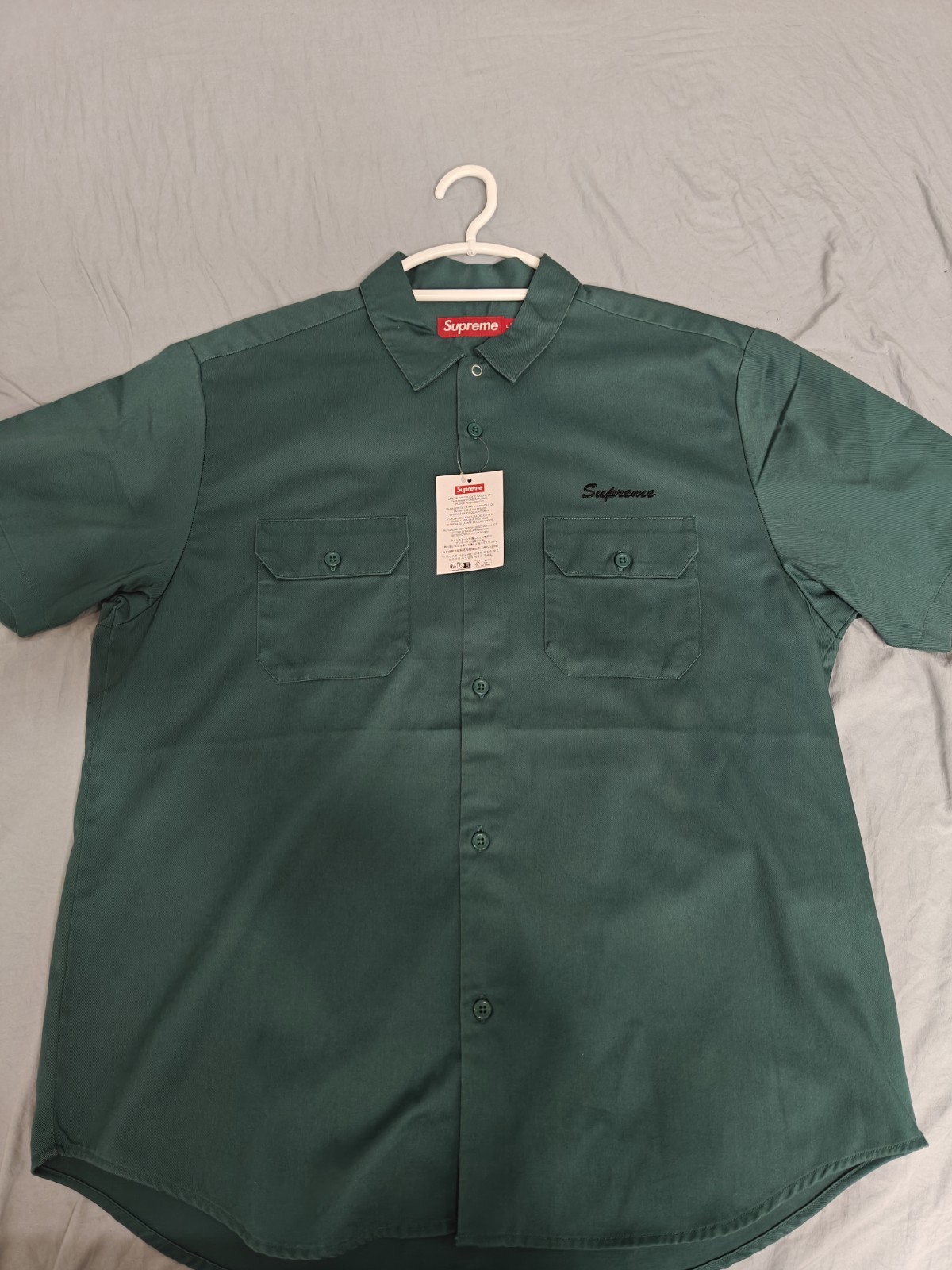 Supreme Green Rhinestone Pin-Up Work Shirt S/S Men’s Large Brand New SS25.