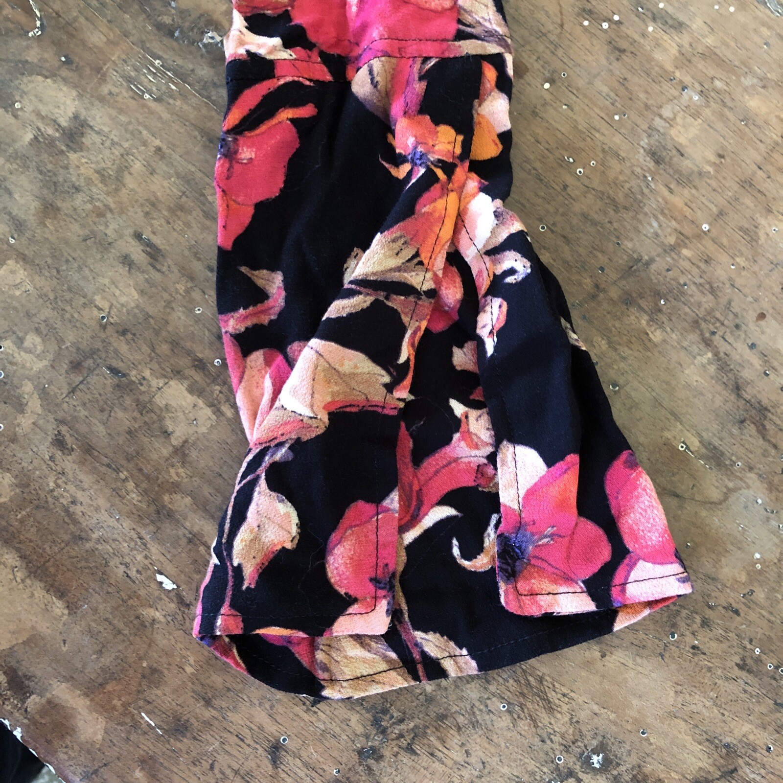 Free People Mini Dress Black & Orange Floral V Neck Bell Sleeve Tegan NWT Size 0