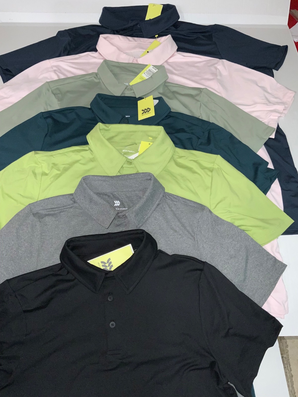 Jersey Polo Shirt All in Motion Wicking Stretch No Roll Collar COLOR CHOICES