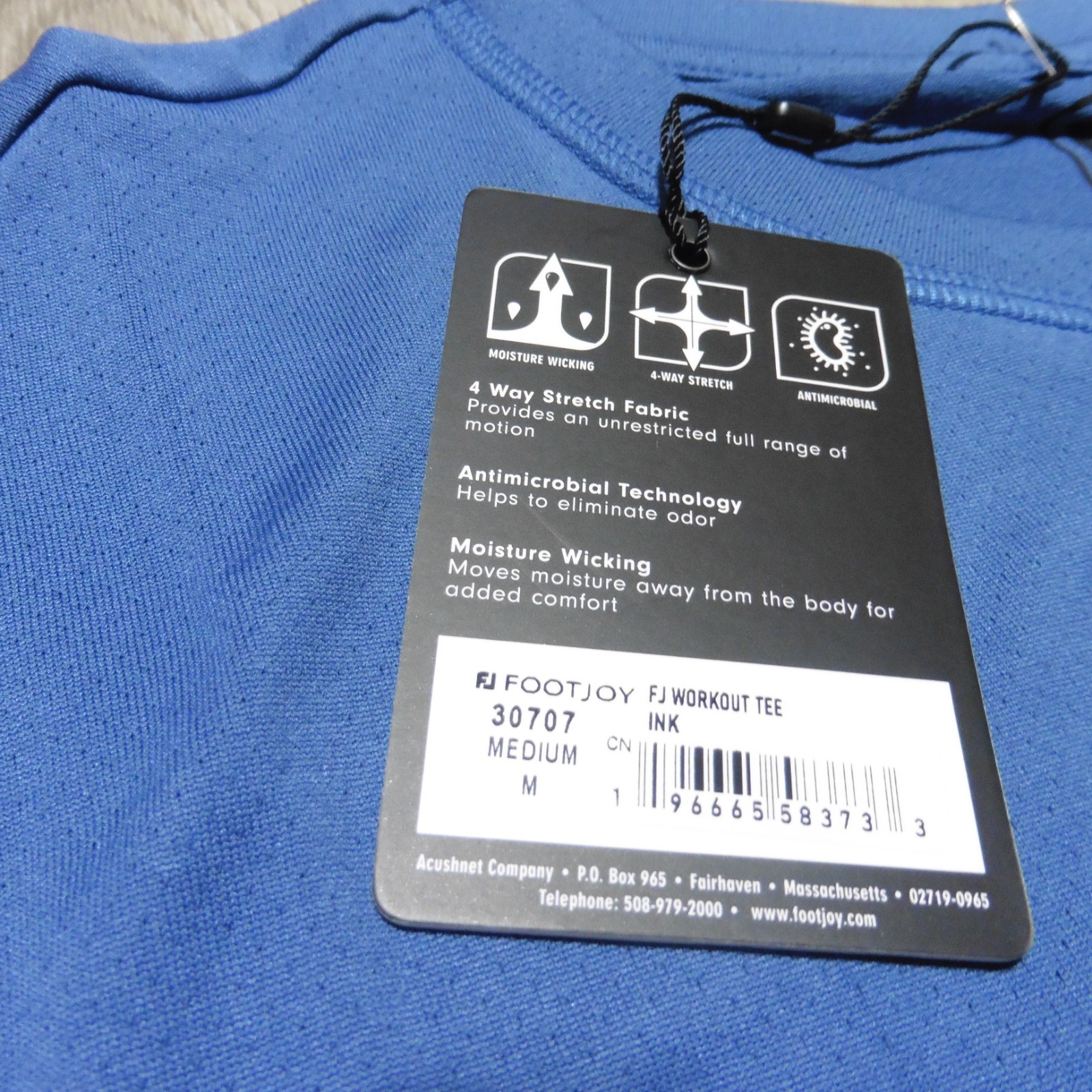 FOOTJOY Mens M MEDIUM T SHIRT TRAINING WORKOUT GOLF POLYESTER GREY BLUE GREEN