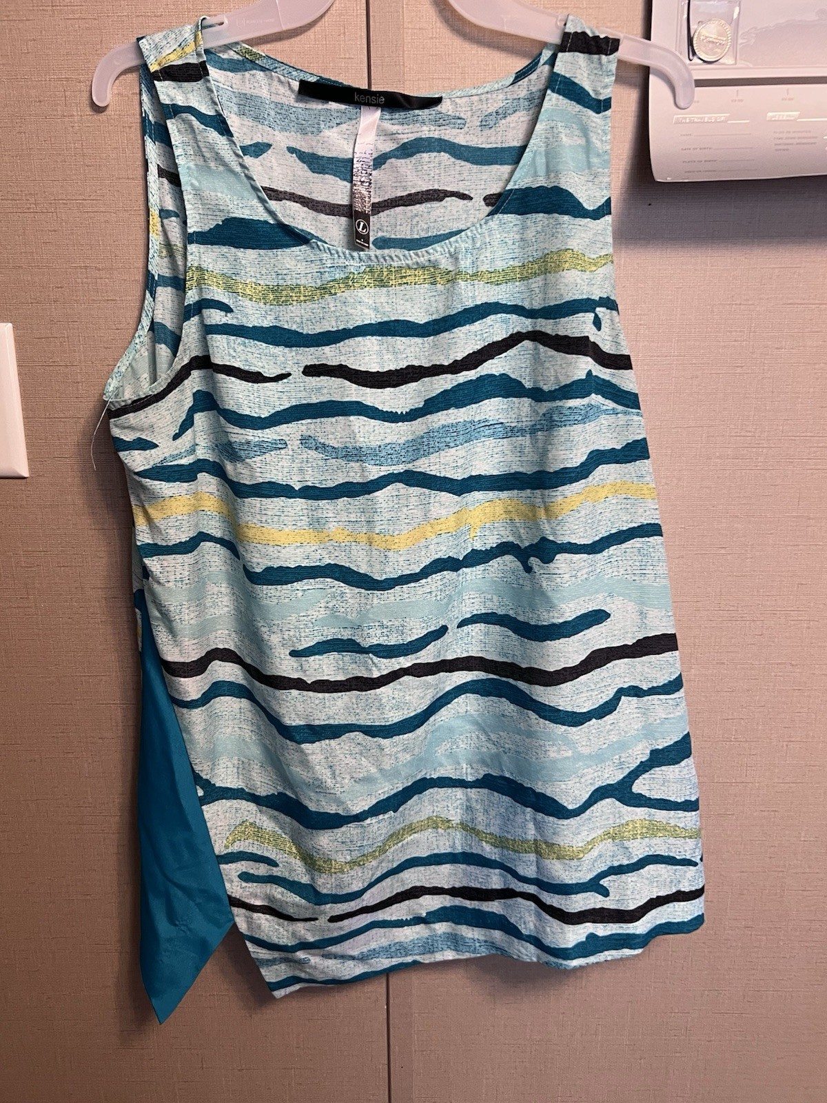 Kensie L Tank Top Women’s Polyester Striped Scoop Neck Sleeveless Blue/Black