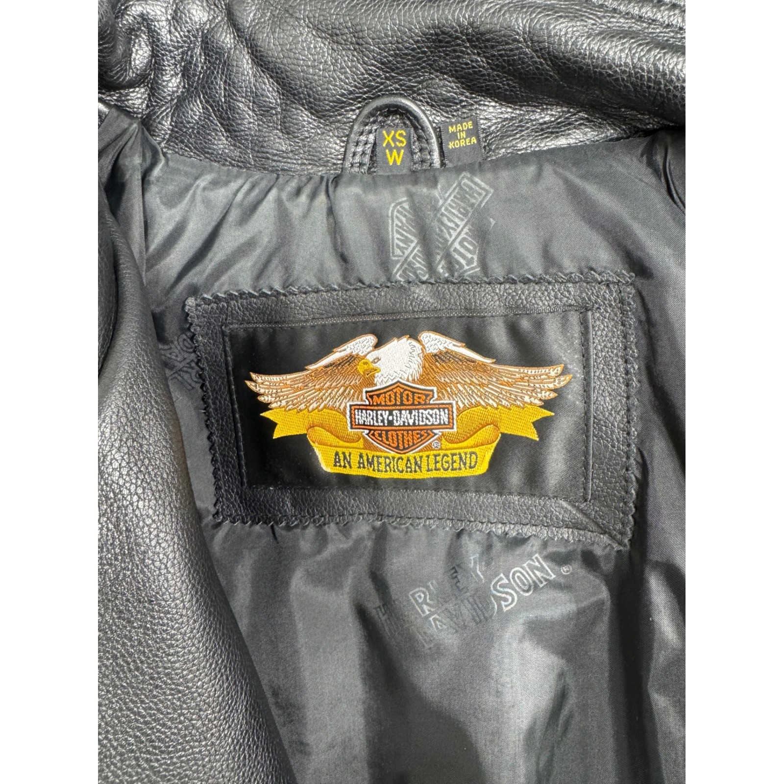 Harley-Davidson Womens Black Leather Studded Belted Moto Biker Jacket Cropped