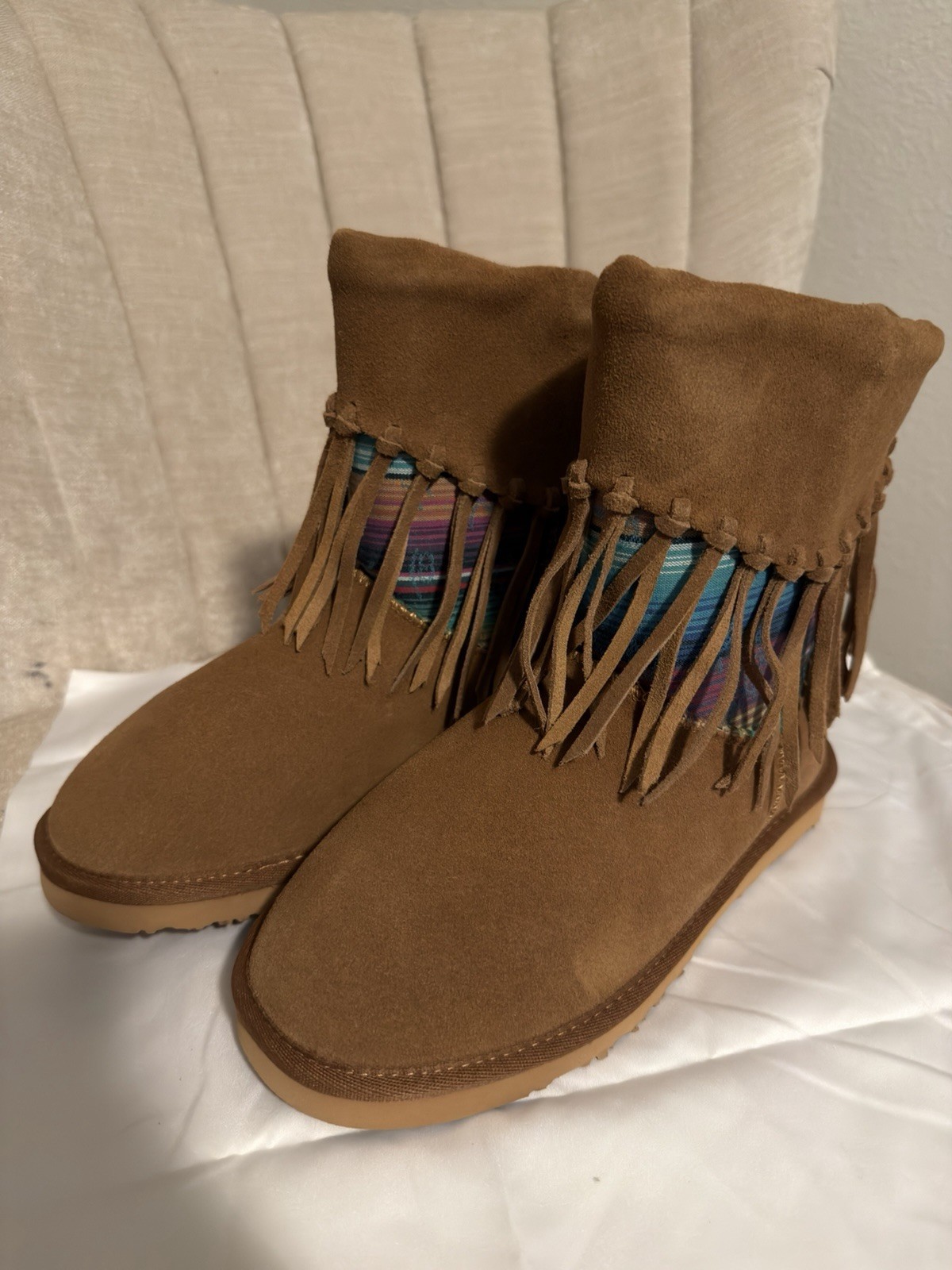 LAM Women’s Winter Short Boots Tan Leather With Frills