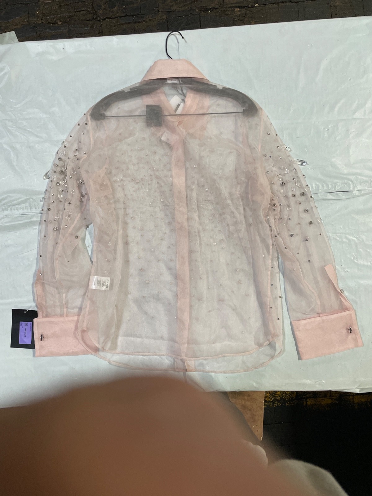 Retrofete Aubriella Embellished Shirt Earl Rose Large New with Tags