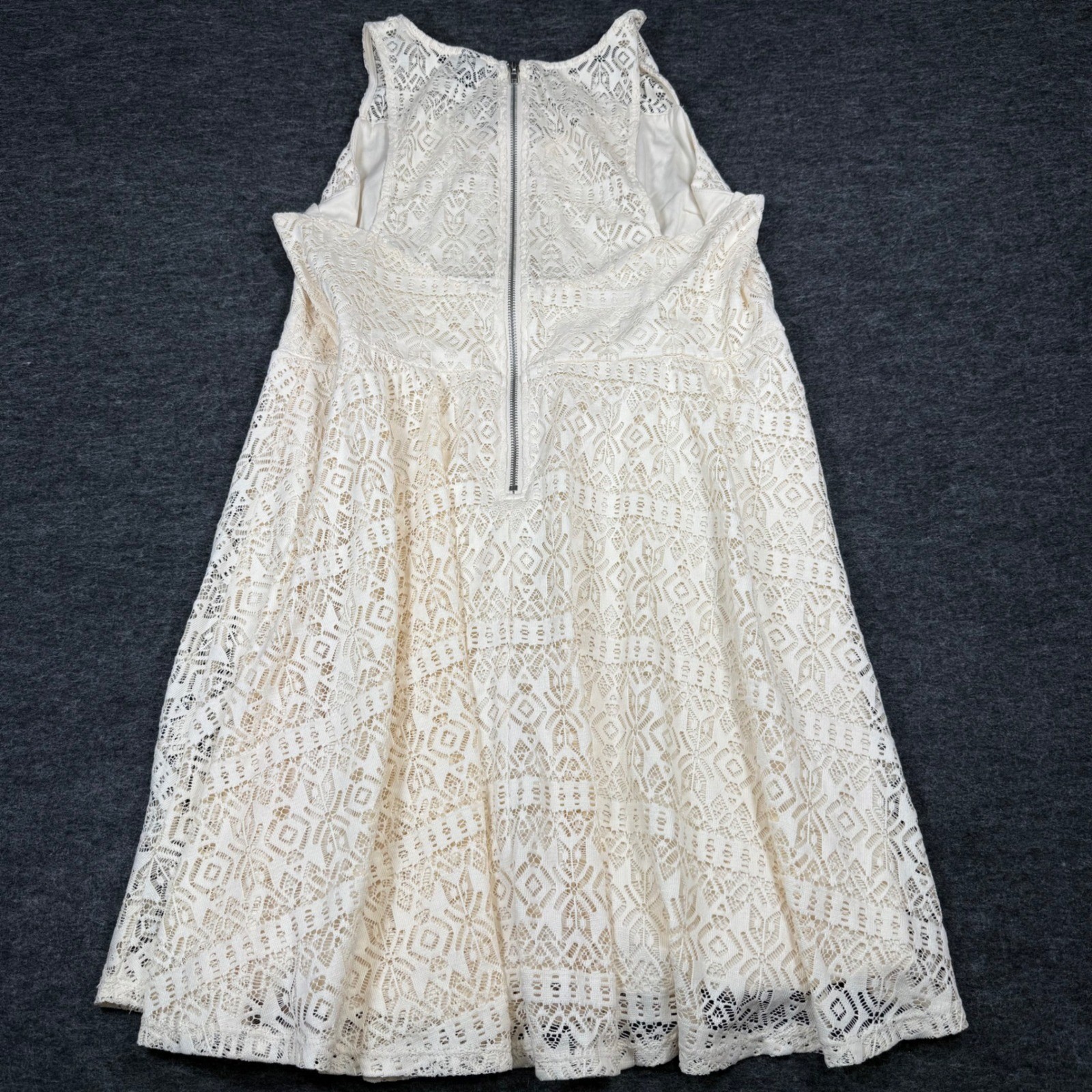 Want And Need Lace Overlay Fit and Flare Dress Off White Crochet Boho 2X