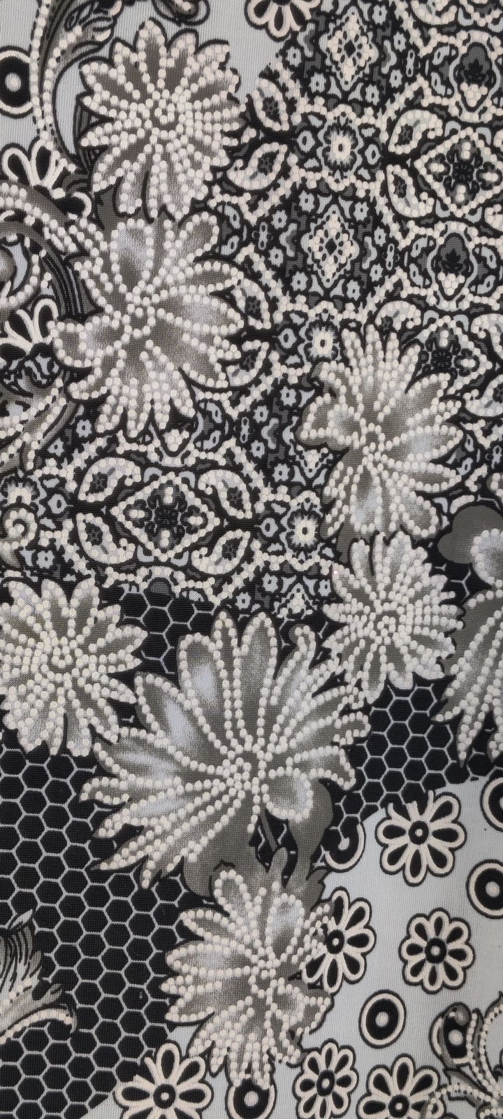 Silky Jersey Knit Tunic Top Black White 2X Exclusive One Floral Print Asymmetric
