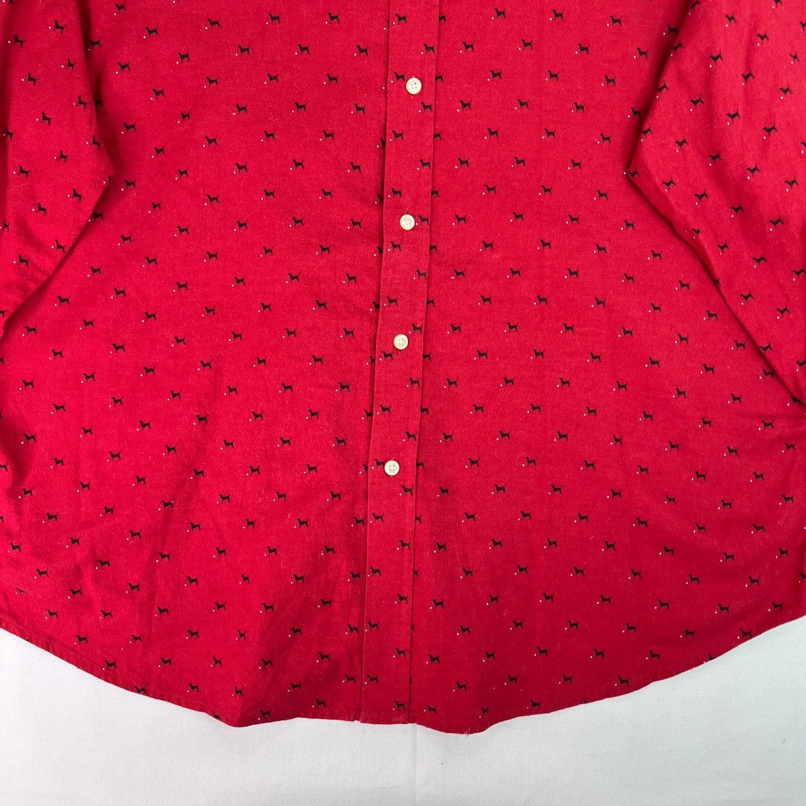 CHAPS Ralph Lauren Men’s Red All Over Dog Print Flannel Button Up Shirt 3XB