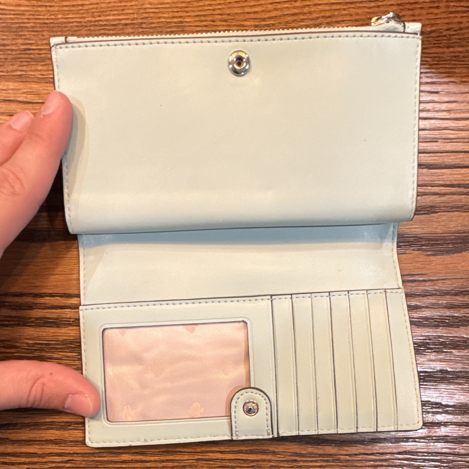 kate spade new york Light Blue Snap Flap Wallet w/ Zip Coin & Card Slots