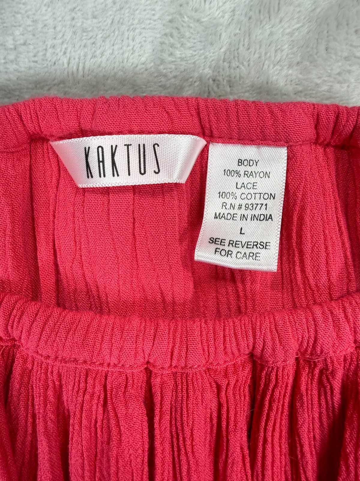 Kaktus L Hot Pink Off Shoulder Mini Dress Boho Peasant Ruffle Gauze Vacation