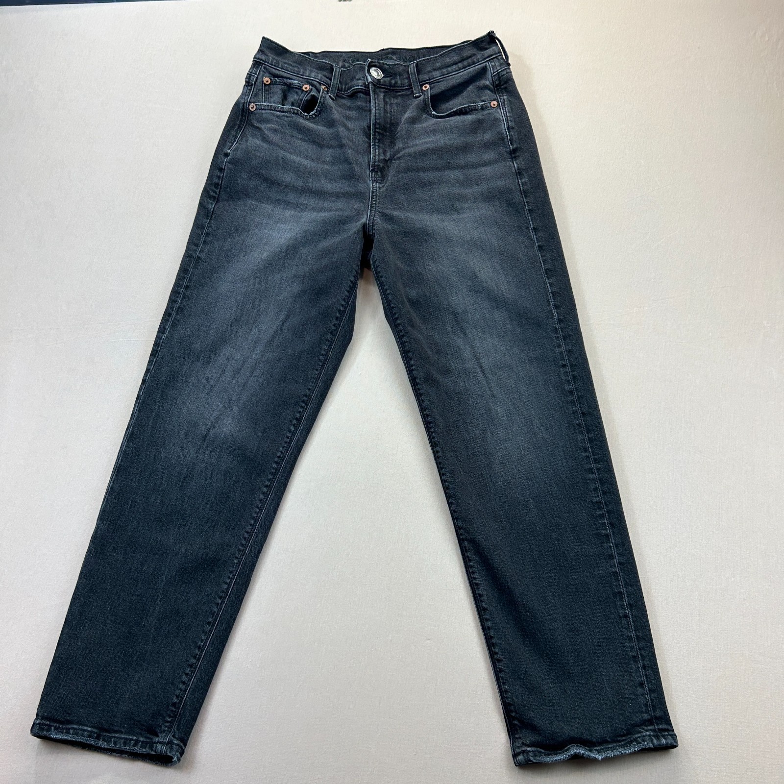 American Eagle 90s Boyfriend Jeans Womens Size 4 Black Denim High Rise Straight