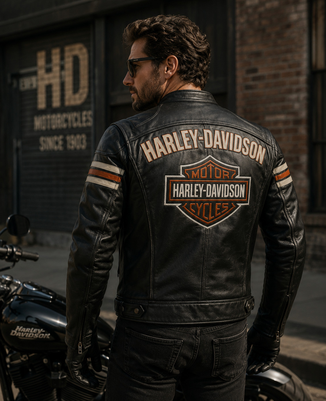 Harley Davidson Men’s Black Genuine Leather Motorcycle Biker Jacket | Cafe Race