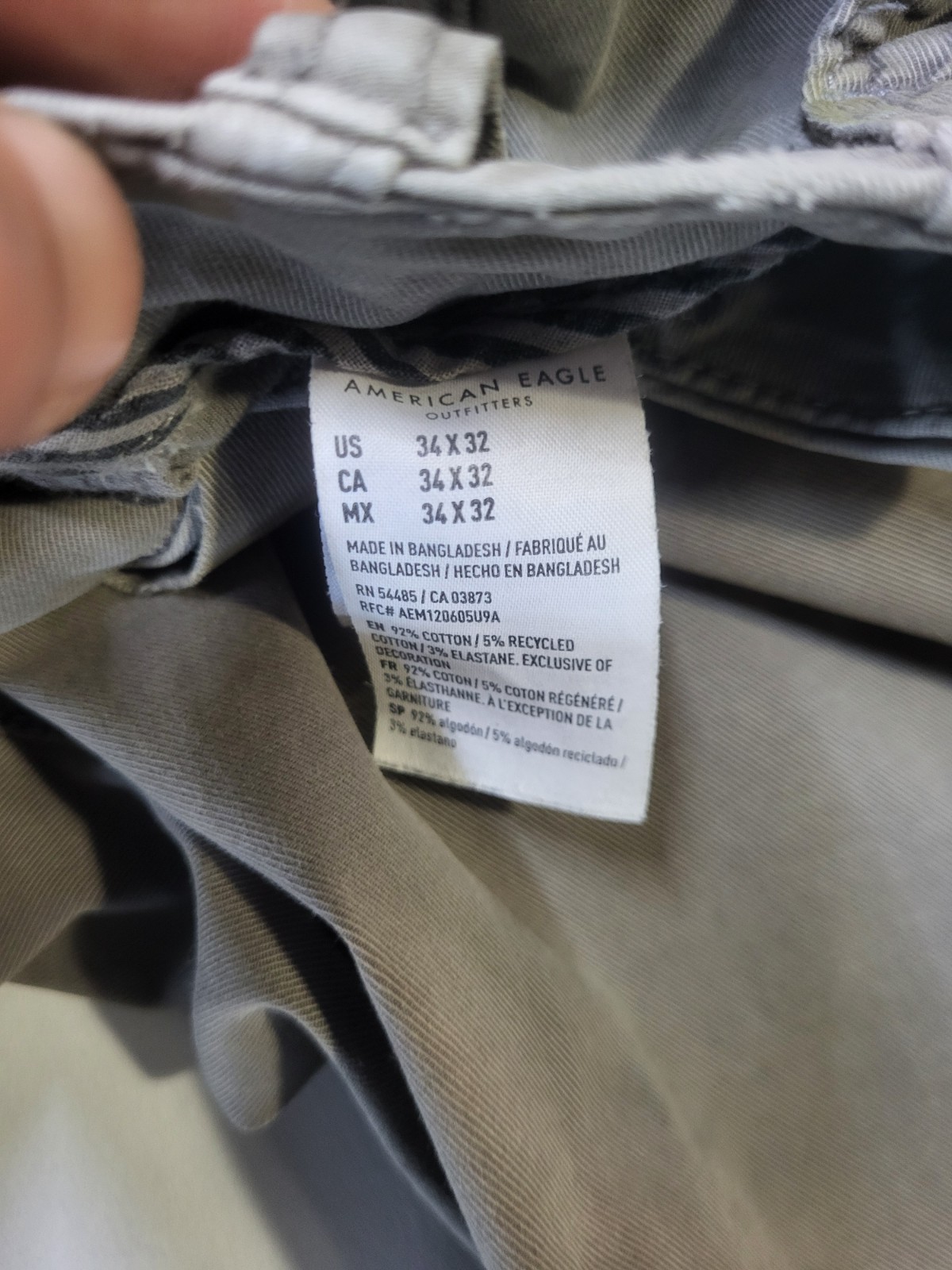 American Eagle Flex Khaki Chino Pants Men’s 34×32 Slim Straight Stretch
