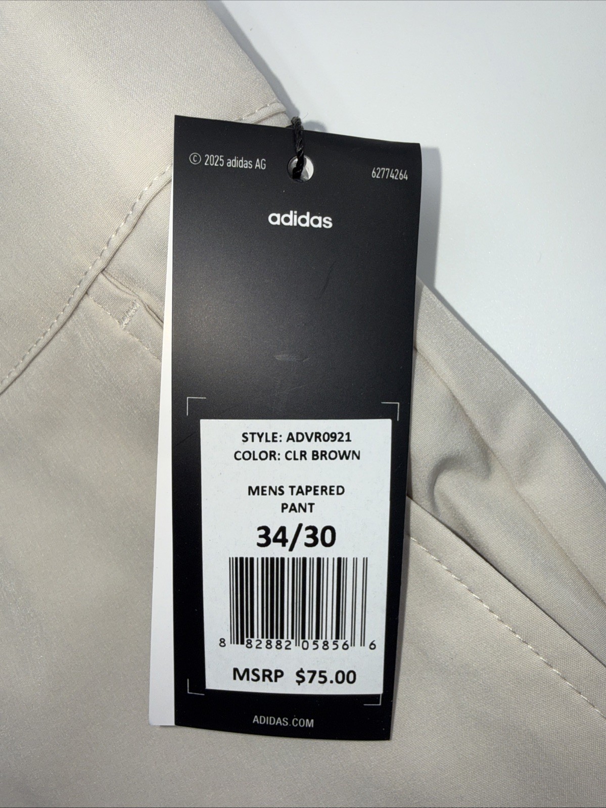 $75 Adidas Men’s Ultimate Tapered Golf Pants ADVR0921- Beige -Size: 34W 30L-New