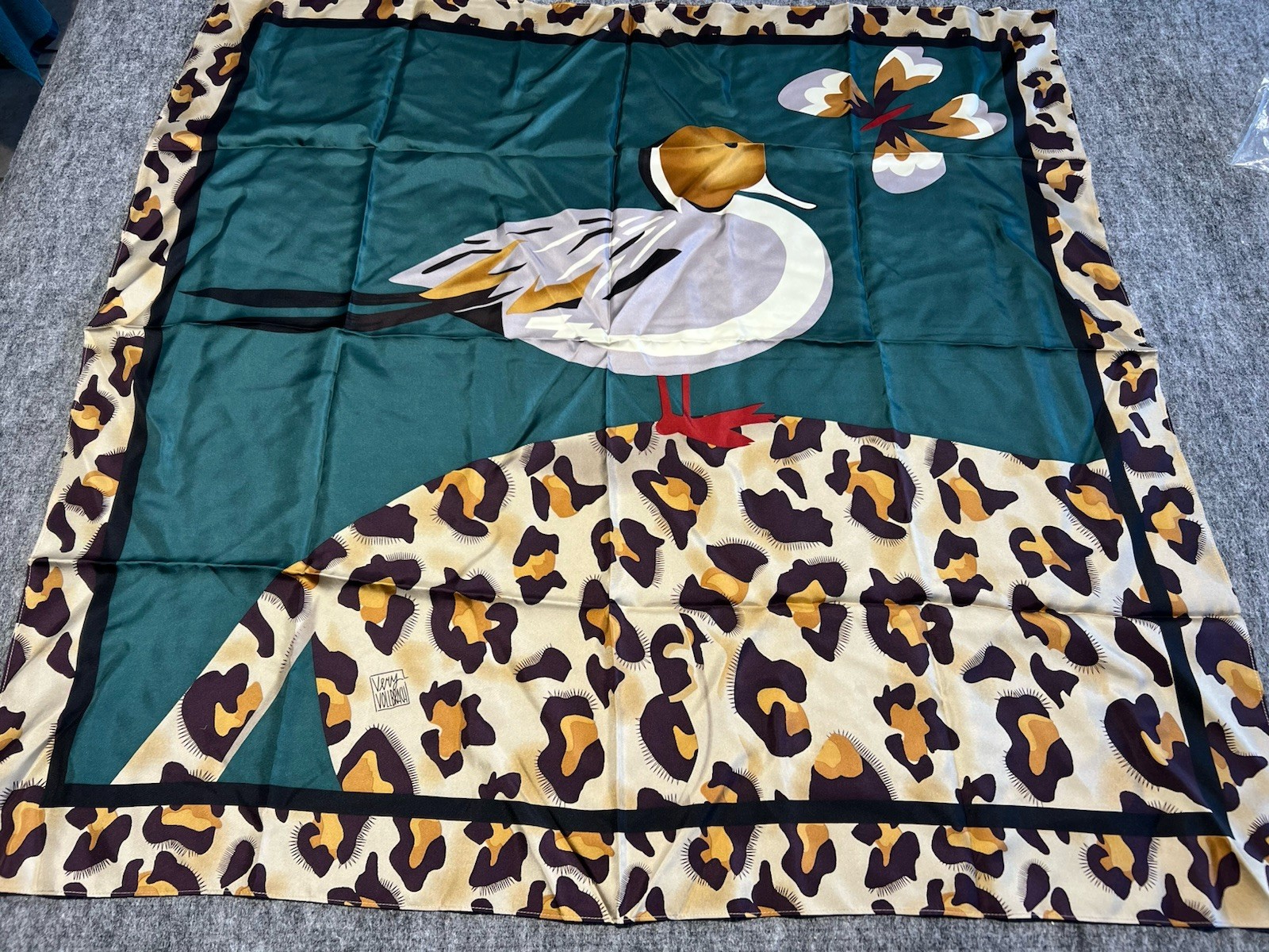 vtg Very Vollbracht 100% Silk HSN duck camo woodland 42×42 mallard my Cheetah