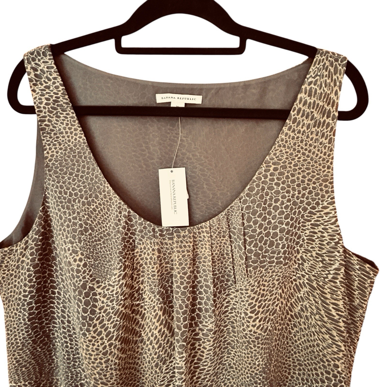 Banana Republic Women’s Sleeveless Blouson Bodice Lined Brown Gold Tank Top XL