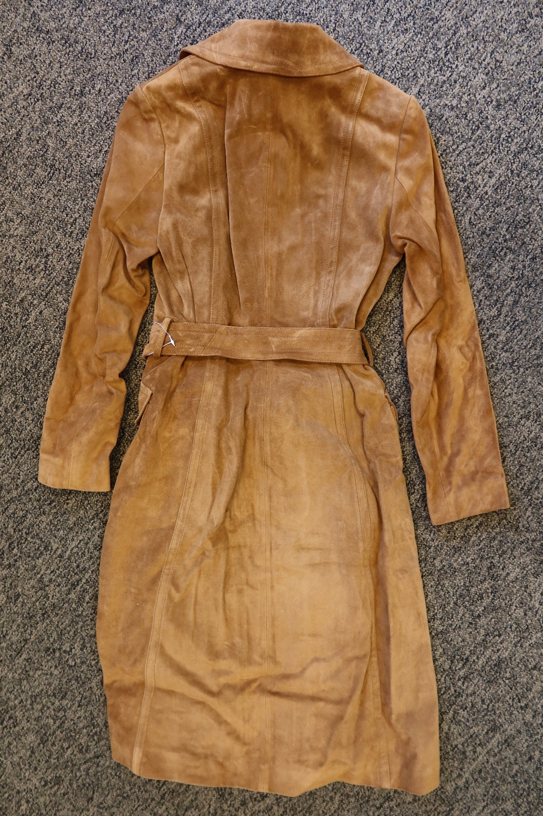 $695 New Michael Kors Calf Suede Buttonless Trench Coat – MEDIUM – Acorn Brown