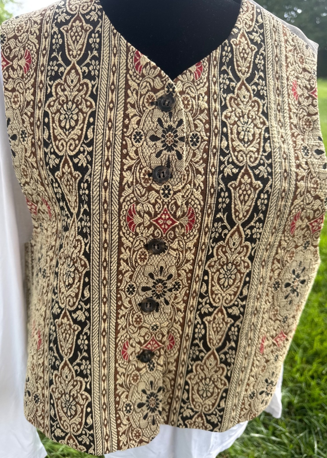 Vintage Emanuel Ungaro Brocade Vest Women’s 14 Baroque Tapestry Double Breasted