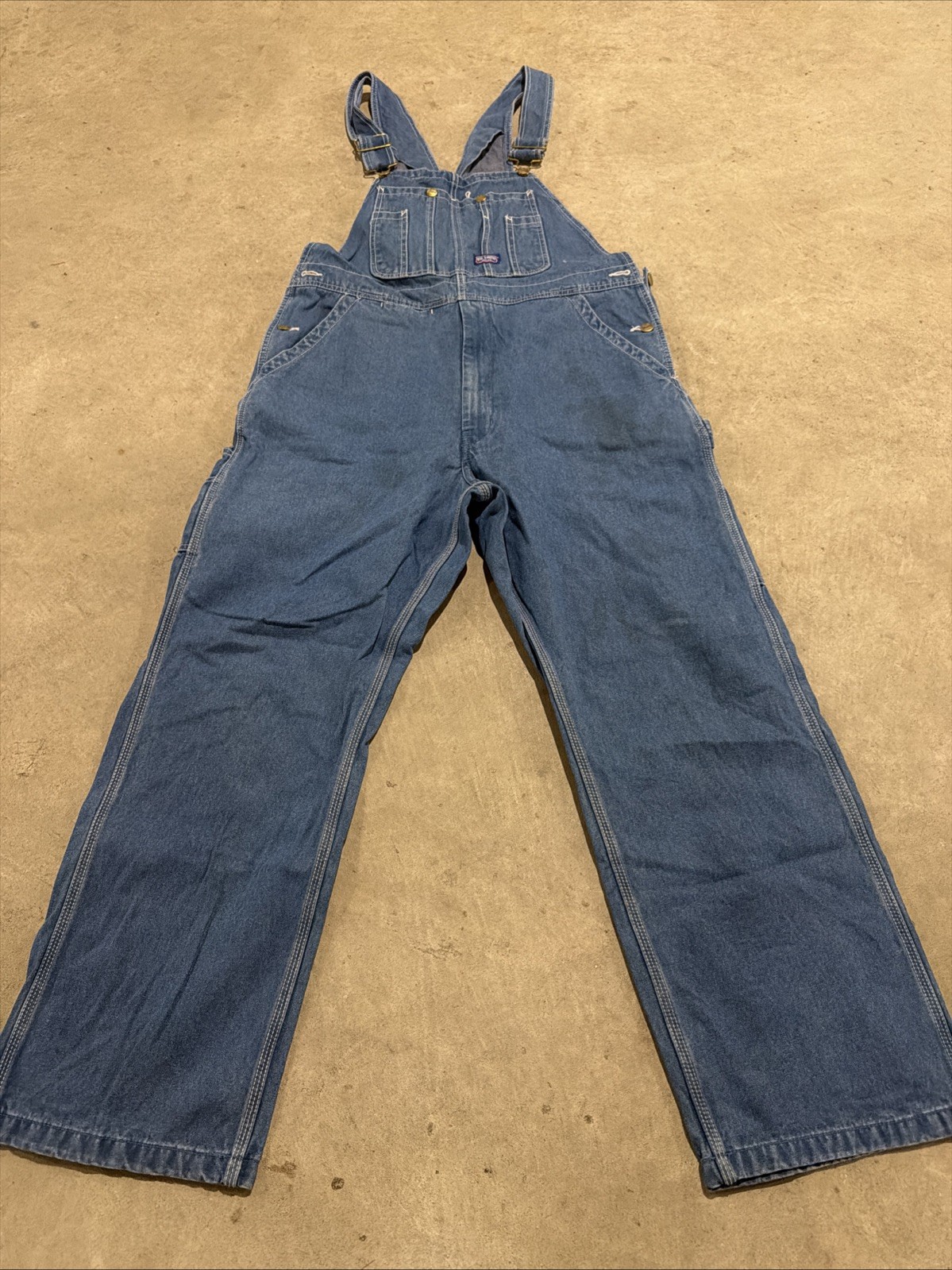 Big Smith Vintage Denim Overalls Worker Size 38×30 Blue Jean Bib Farmer Workwear