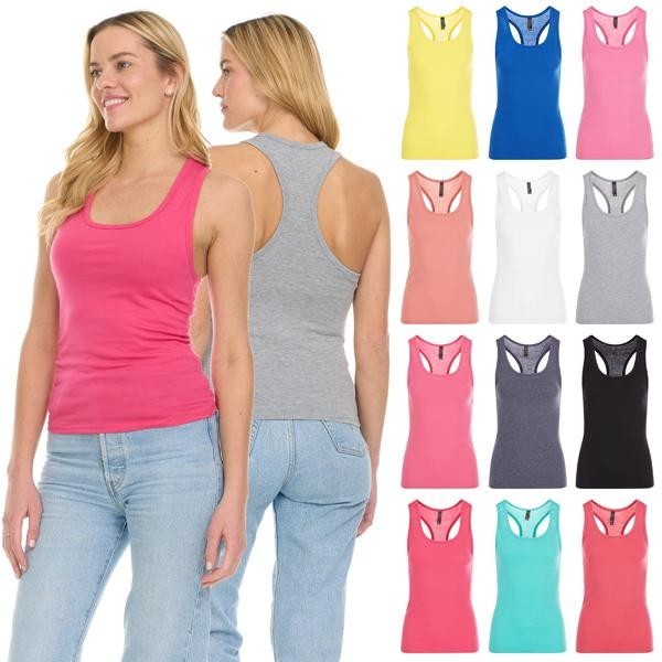 6 Pack – Women’s Plain Solid Sleeveless Racerback Casual Tank Top Sizes S-XL