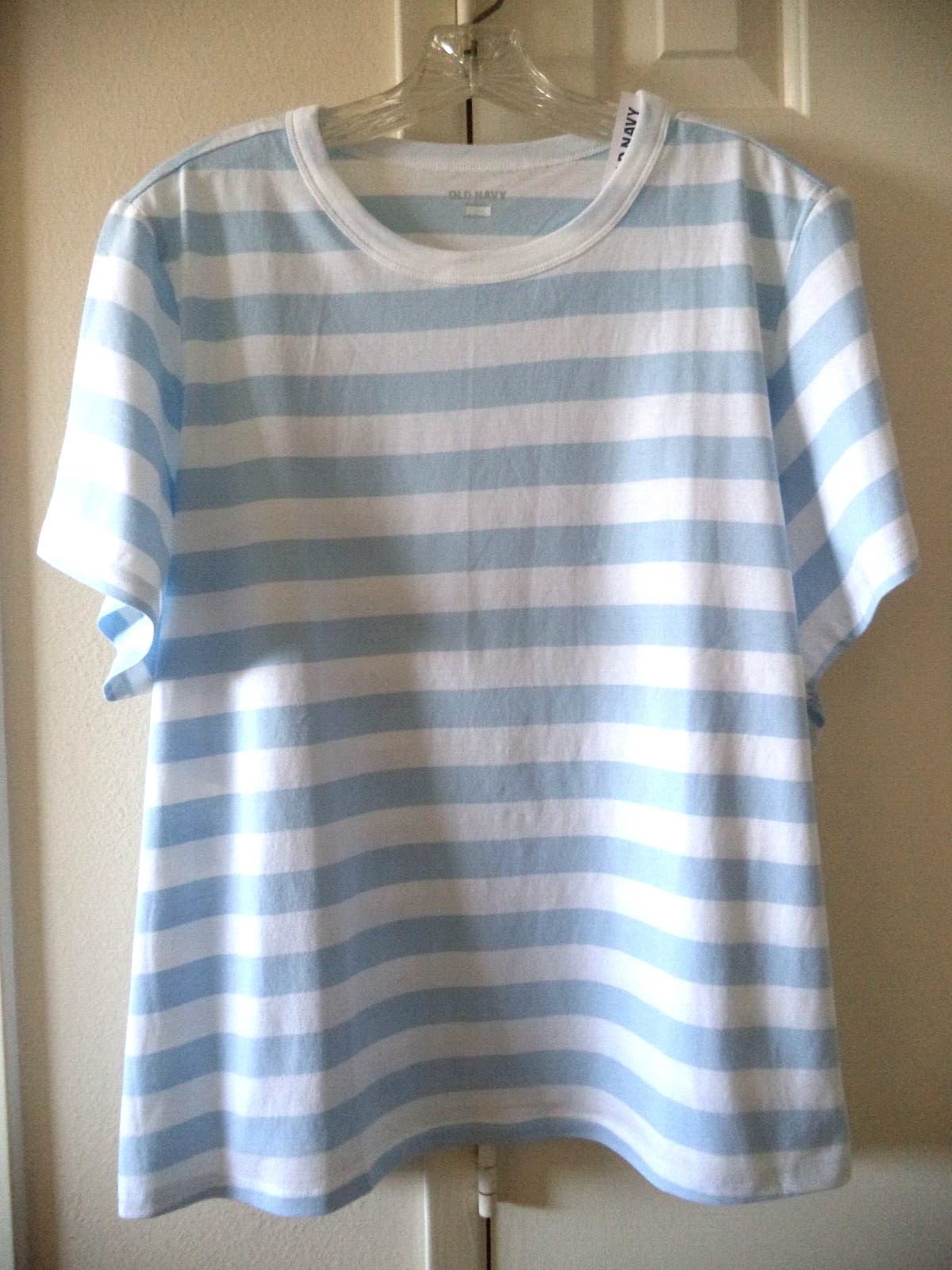 Old Navy Sky Blue Light Blue & White Striped T-shirt Knit Top 18 20 XXL 2XL 2X