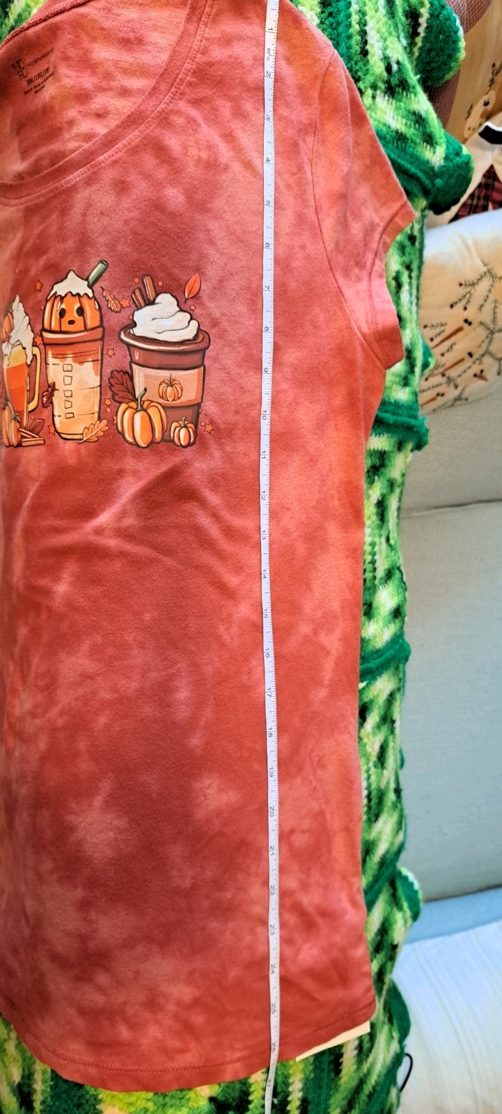 Hand “Bleach Dyed” Custom Pumpkin Spice Lattes Tee Juniors XXL 2XL(19) READ