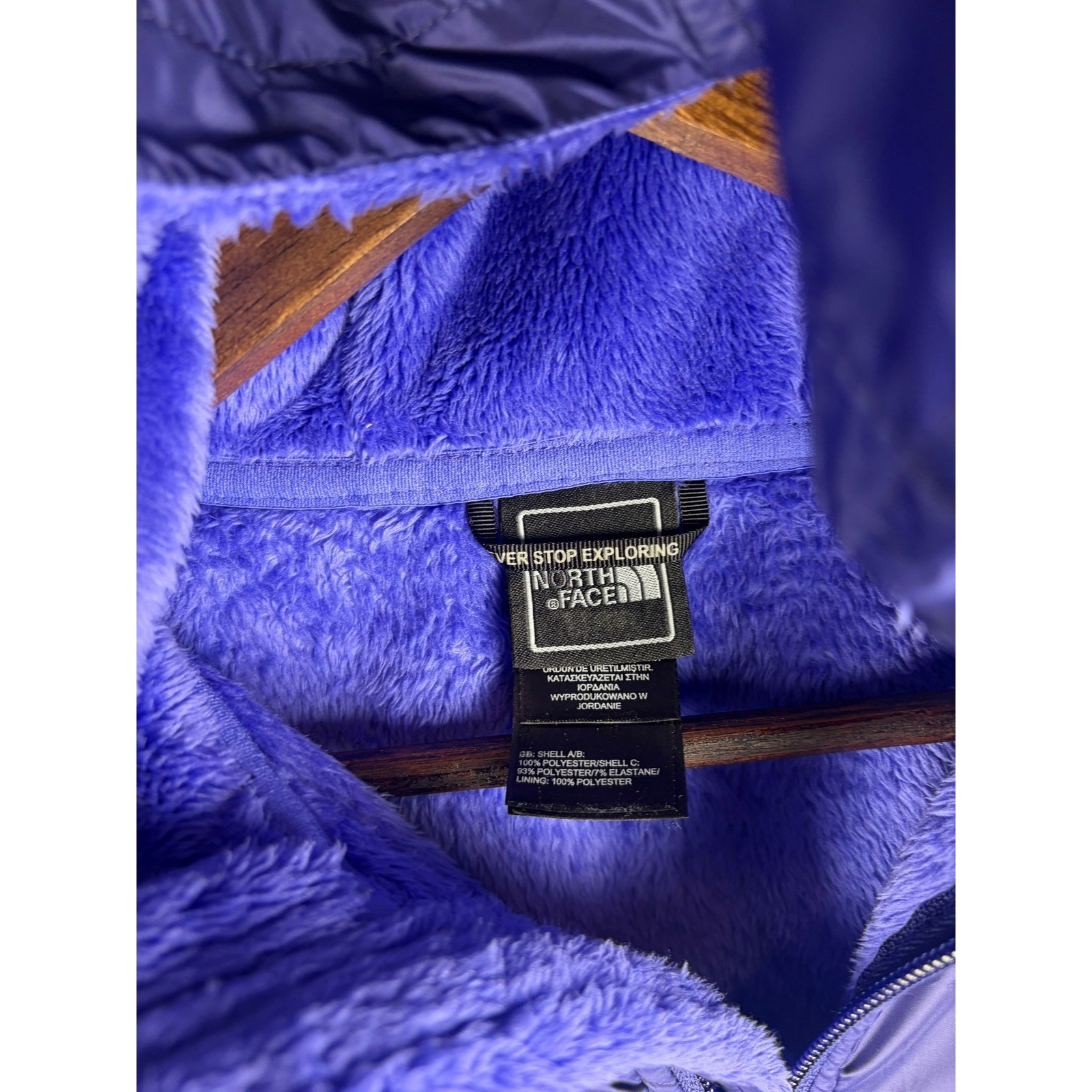 The North Face Womens Osito Full Zip Fleece Hoodie Purple Blue Jacket Small