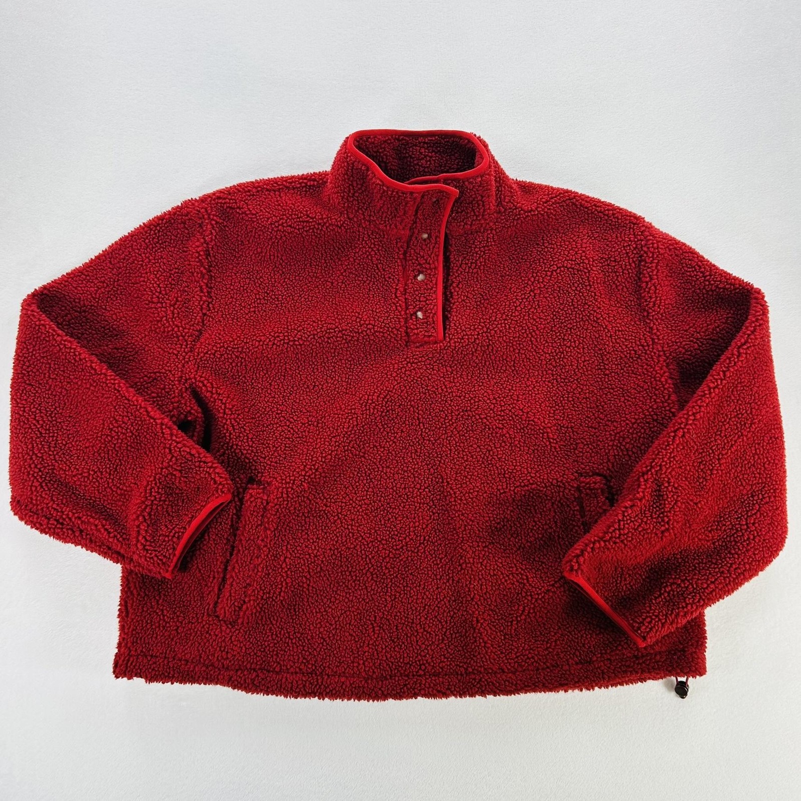 Levi’s Jacket Mens Large Red Sherpa Fleece Snap Pullover Anorak Warm Lined