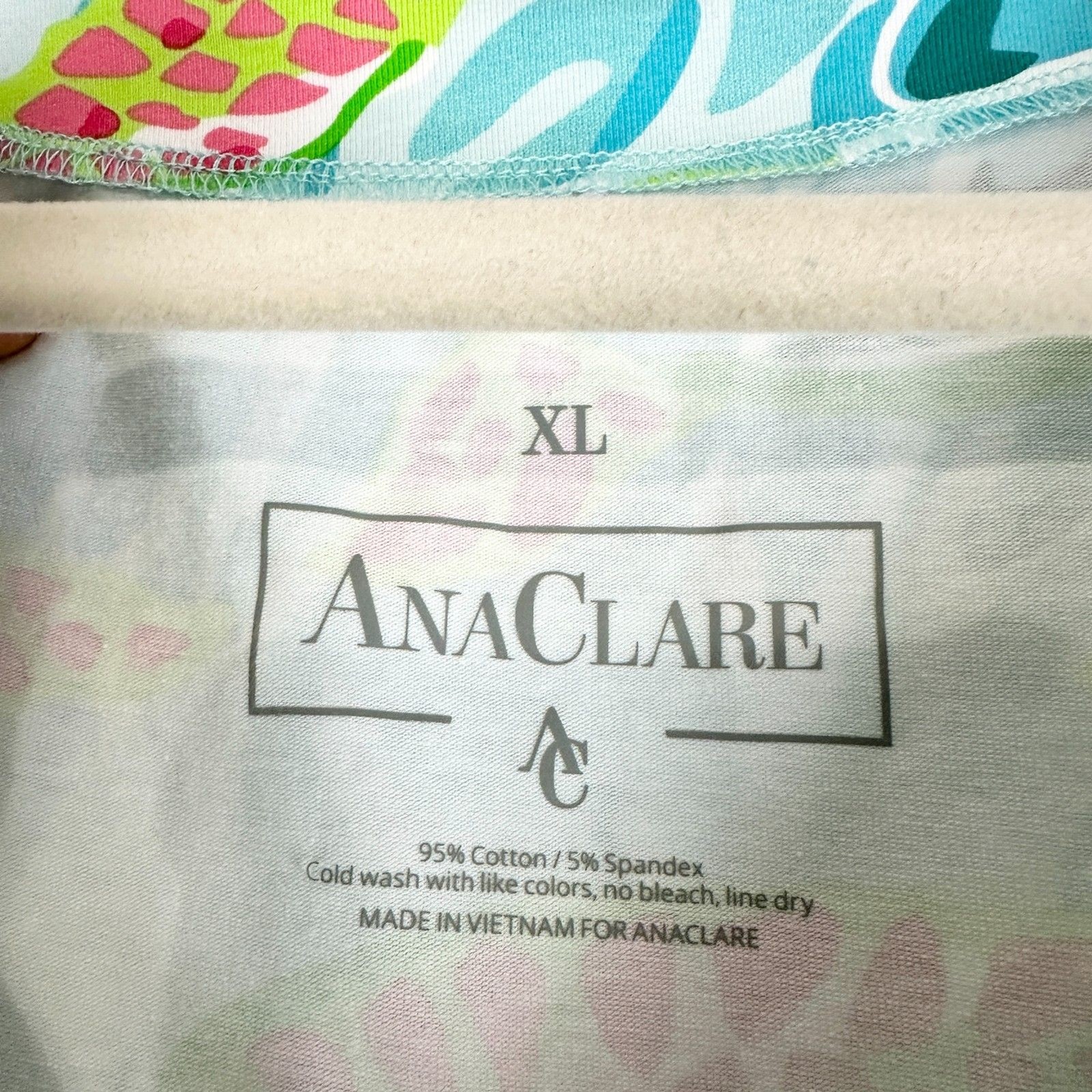 Ana Clare Sheila Shift Dress Size XL Sea Turtle Sleeveless V-Neck Cotton Stretch