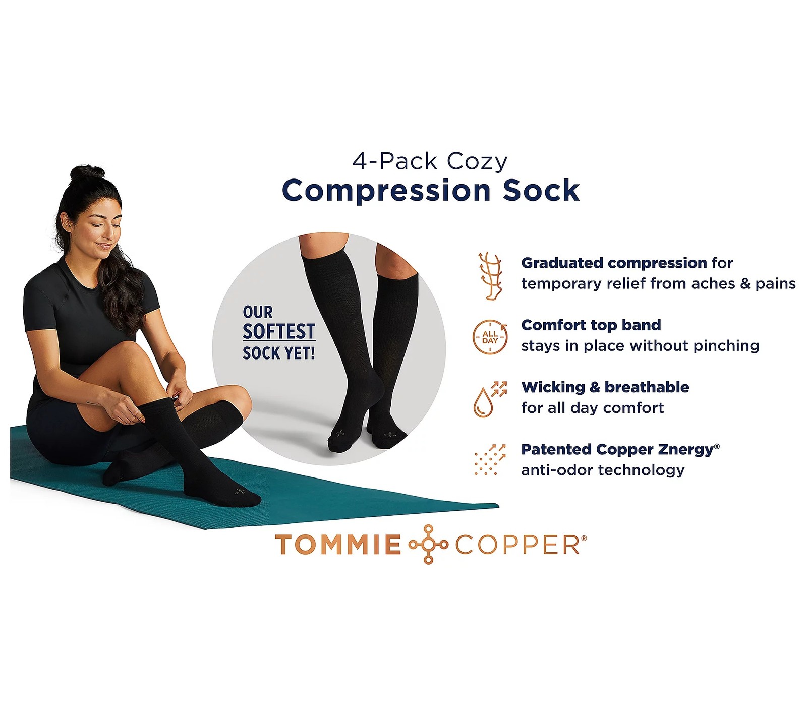 Tommie Copper Set of 4 Ankle Compression Socks Basic – Medium