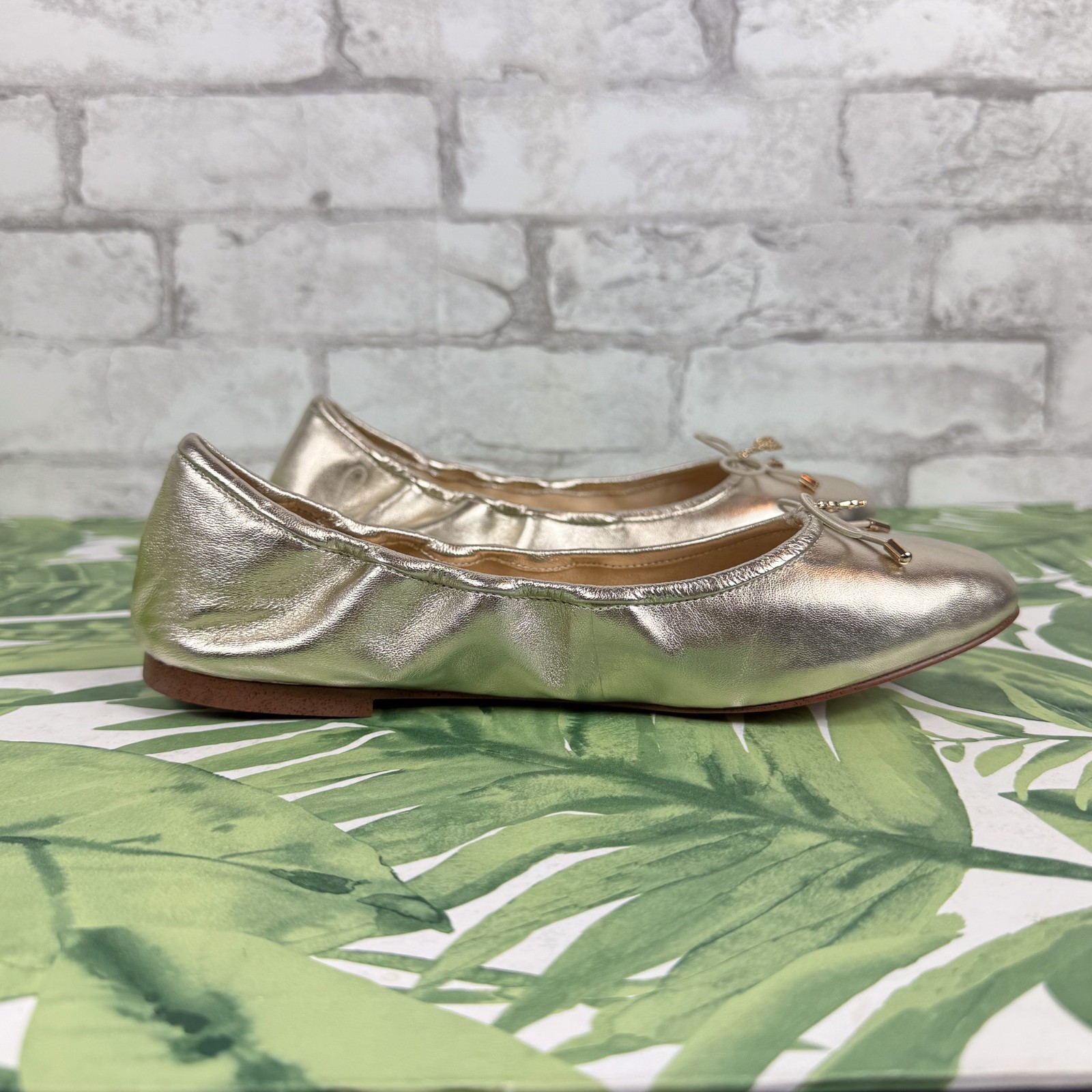 SAM EDELMAN NEW Felicia Jute Metallic Leather Ballet Flat