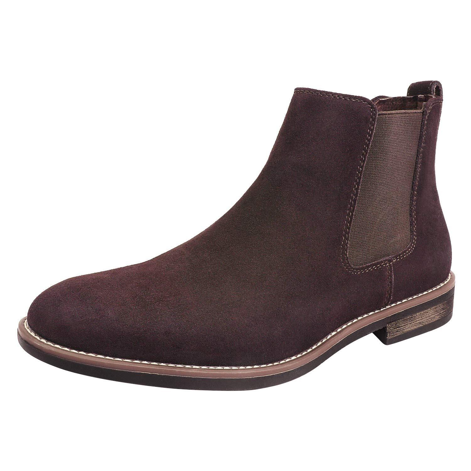 Men’s Chelsea Ankle Boots Suede Leather Chukka Dress Boots Slip On Shoes