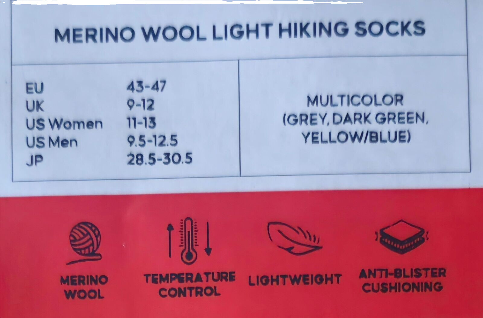 Merino Wool Light Hiking Socks- Danish Endurance 3 Pack Unisex 3 colors MSRP $48