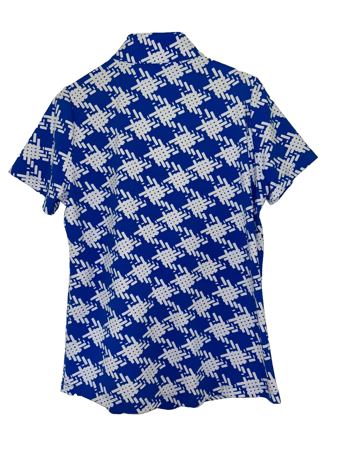 IBKUL Short Sleeve Top Shirt Women’s Size Medium 1/4 Zip Blue/White