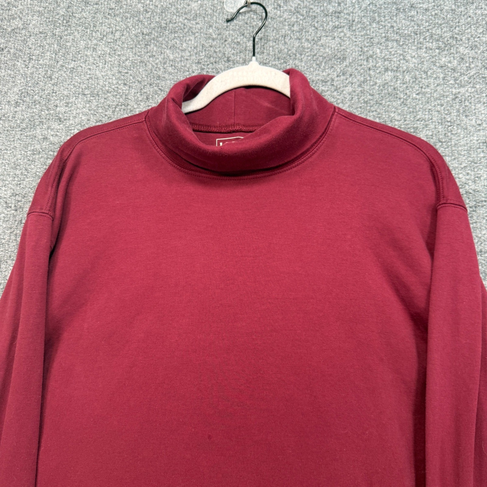 L.L Bean Turtleneck Shirt Mens XL Burgundy Red Cotton Long Sleeve Pullover