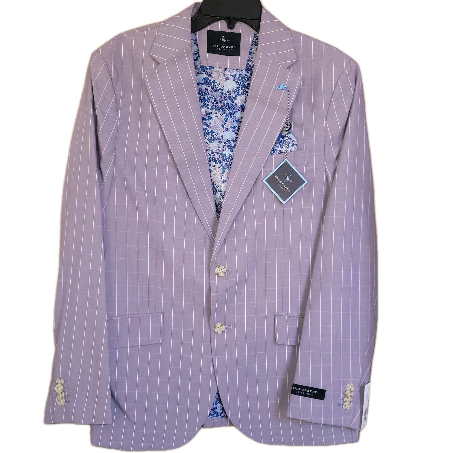 Tailorbyrd Mens Plaid Blazer, Lilac Mini Windowpane Sport Coat
