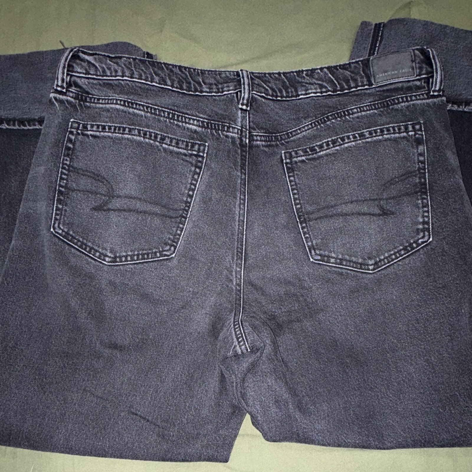 American Eagle Outfitters Black Charcoal Wash Stovepipe Jeans Size 16 Cuffed