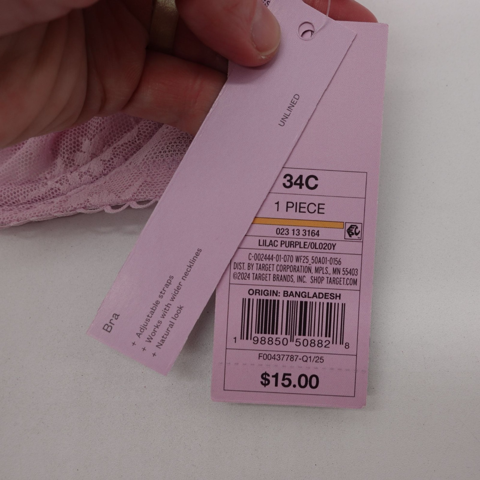 NEW Wild Fable Women’s Lace Unlined Balconette Bra Lilac Purple Size 34C