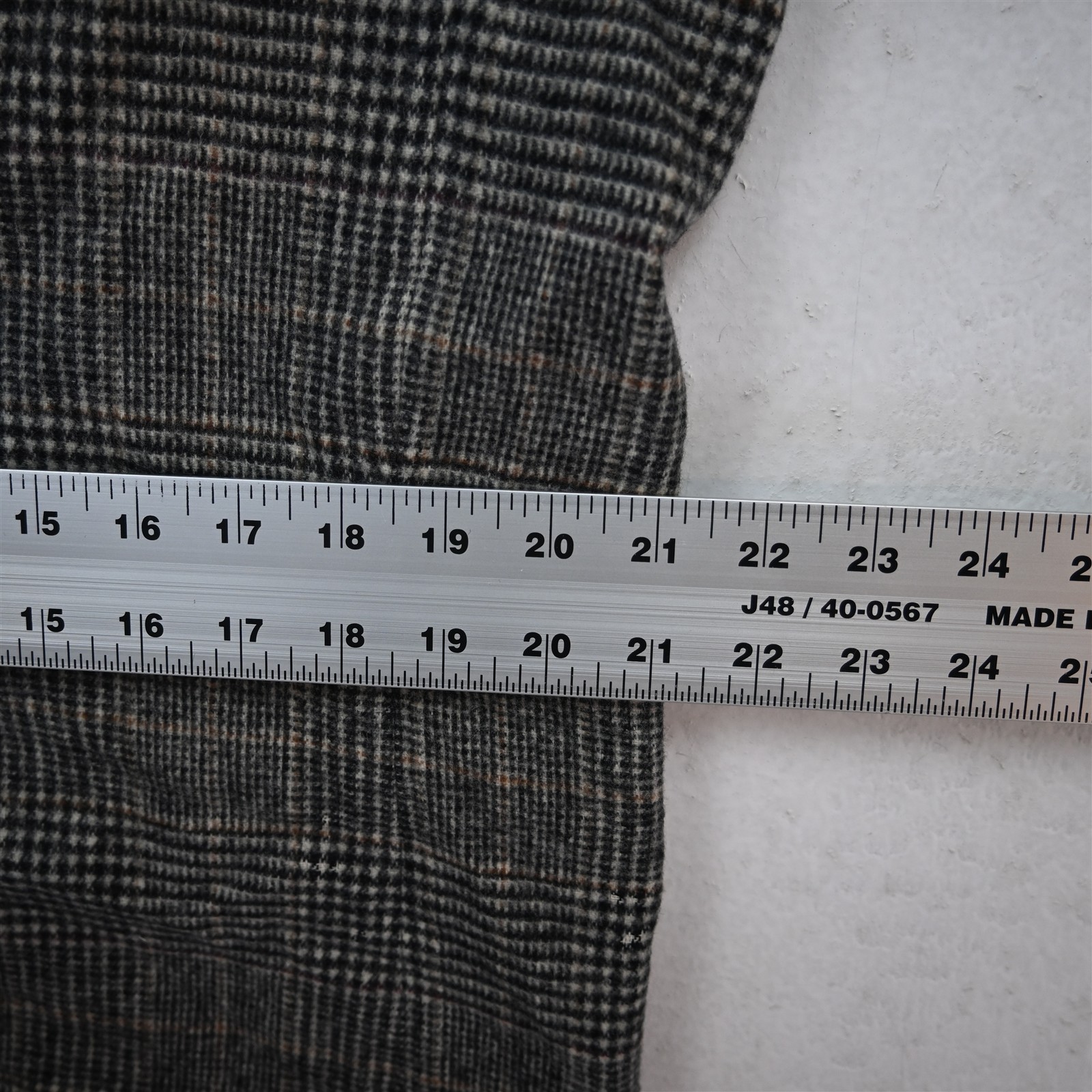 Vtg USA 42R Gray Glenn Check 100% Wool Thick Flannel Blazer Jacket Sport Coat