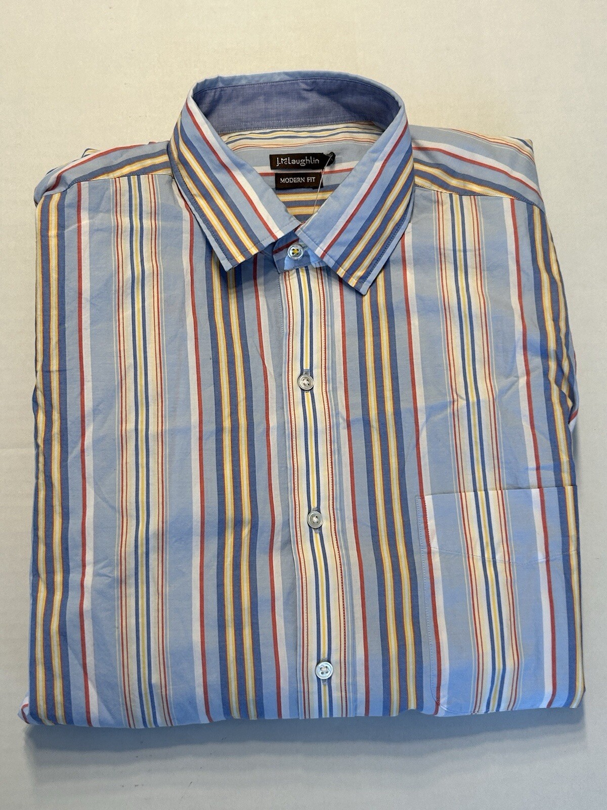 NWT $148 J. McLaughlin Men’s Gramercy Modern Stripe Button Down Size Medium