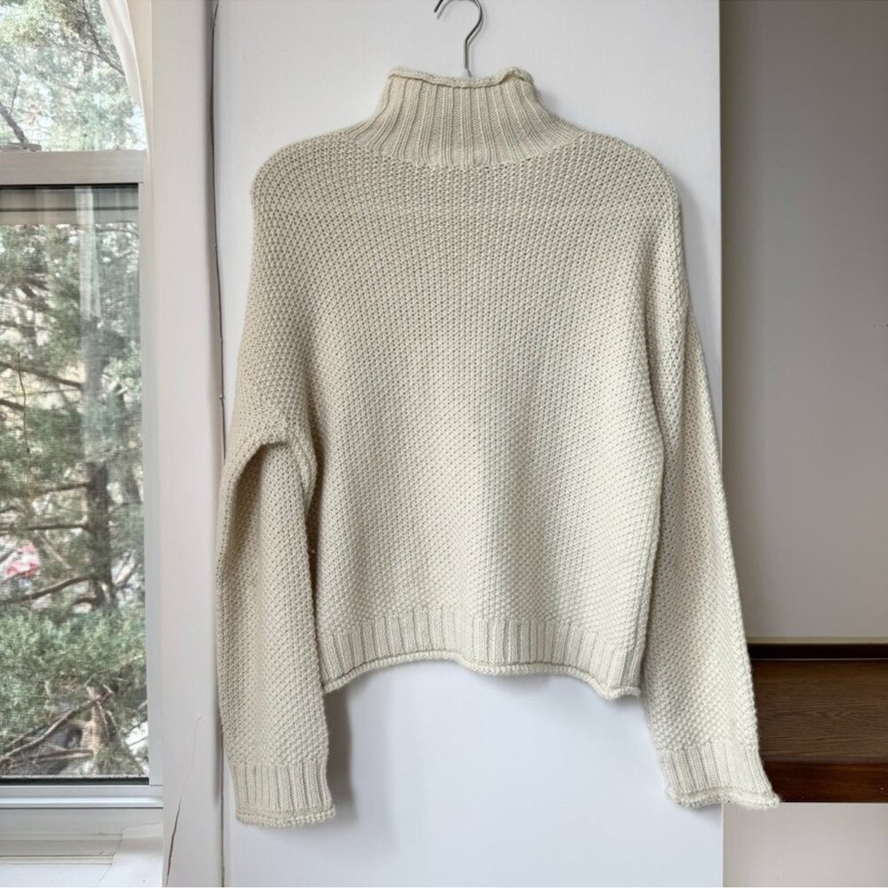 Reformation Poste Baby Alpaca Turtleneck Knit Sweater Cream XS