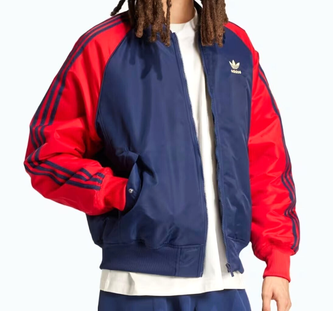 NEW MENS ADIDAS ORIGINALS VARSITY TREFOIL BOMBER JACKET ~SIZE MEDIUM #IZ0410